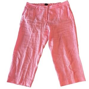 Talbots Bristol Cropped Linen Pants Womens 18W Pink
